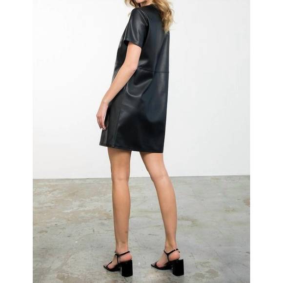NEW THML short sleeve leather dress in black - Picture 4 of 4